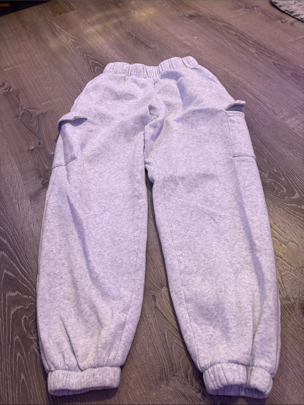 Kids Gray Cargo Jogger Sweatpants with Elastic Cuffs